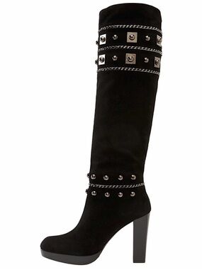 Stuart Weitzman Studded Black Knee-High Platform Boot